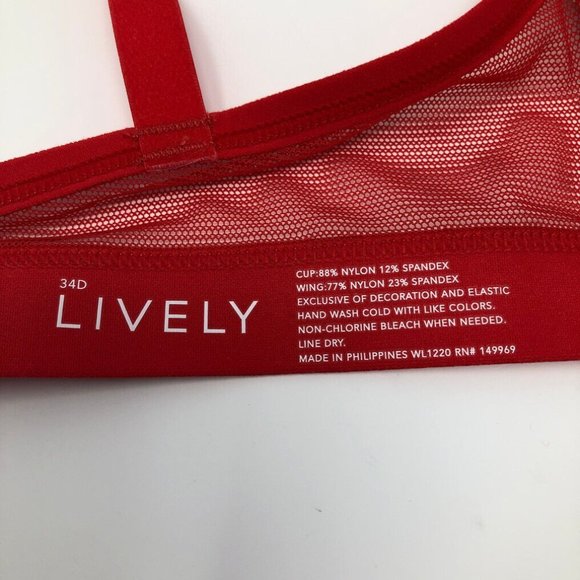 NWT Lively The Smooth Lace No-wire Push-up Bra Size 34D Red - Picture 5 of 6